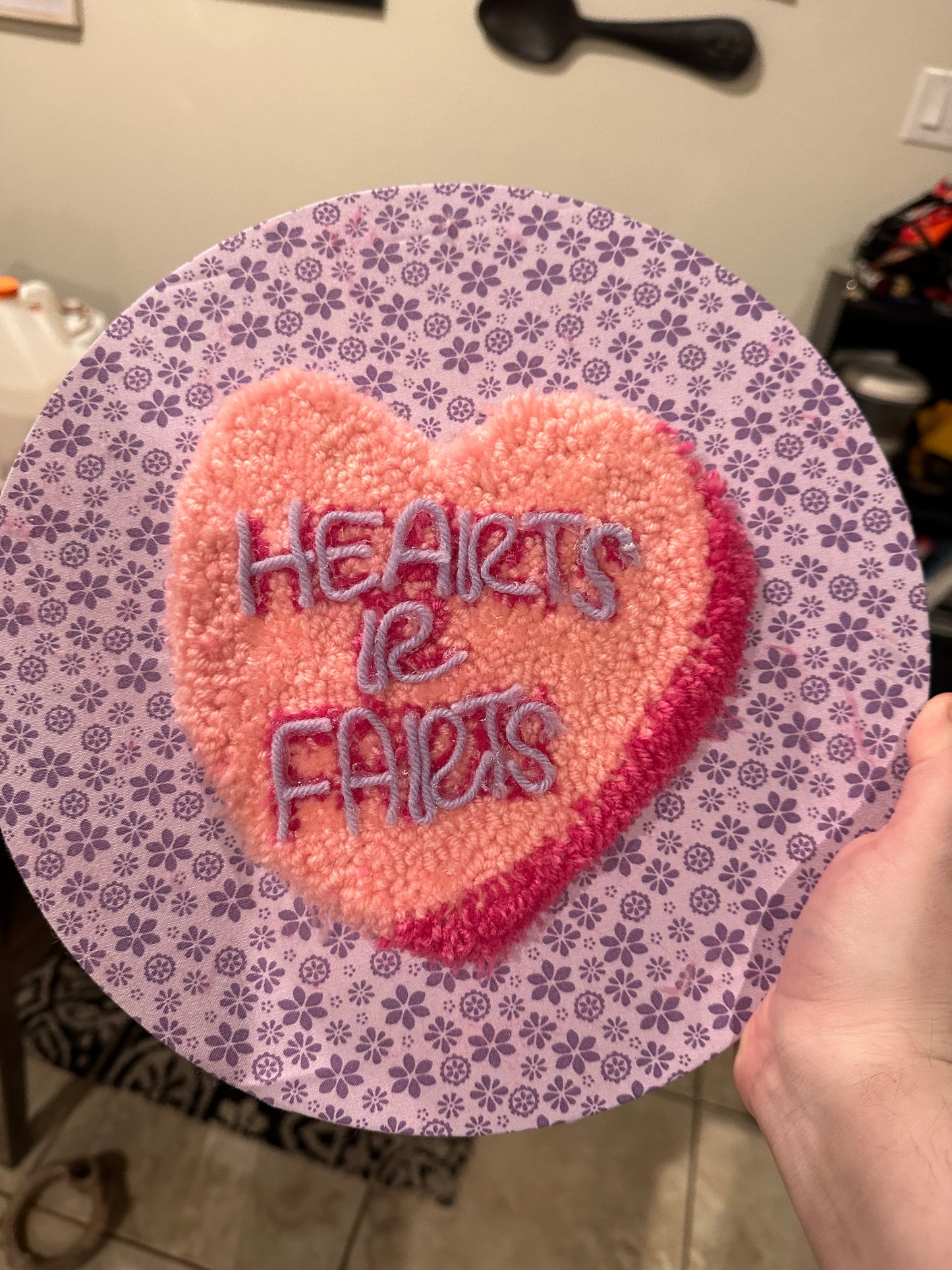 Candy Heart Punch Needle Canvas