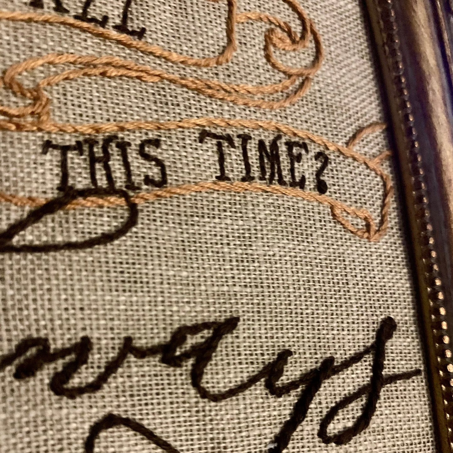 Always framed hand stitched embroidery art