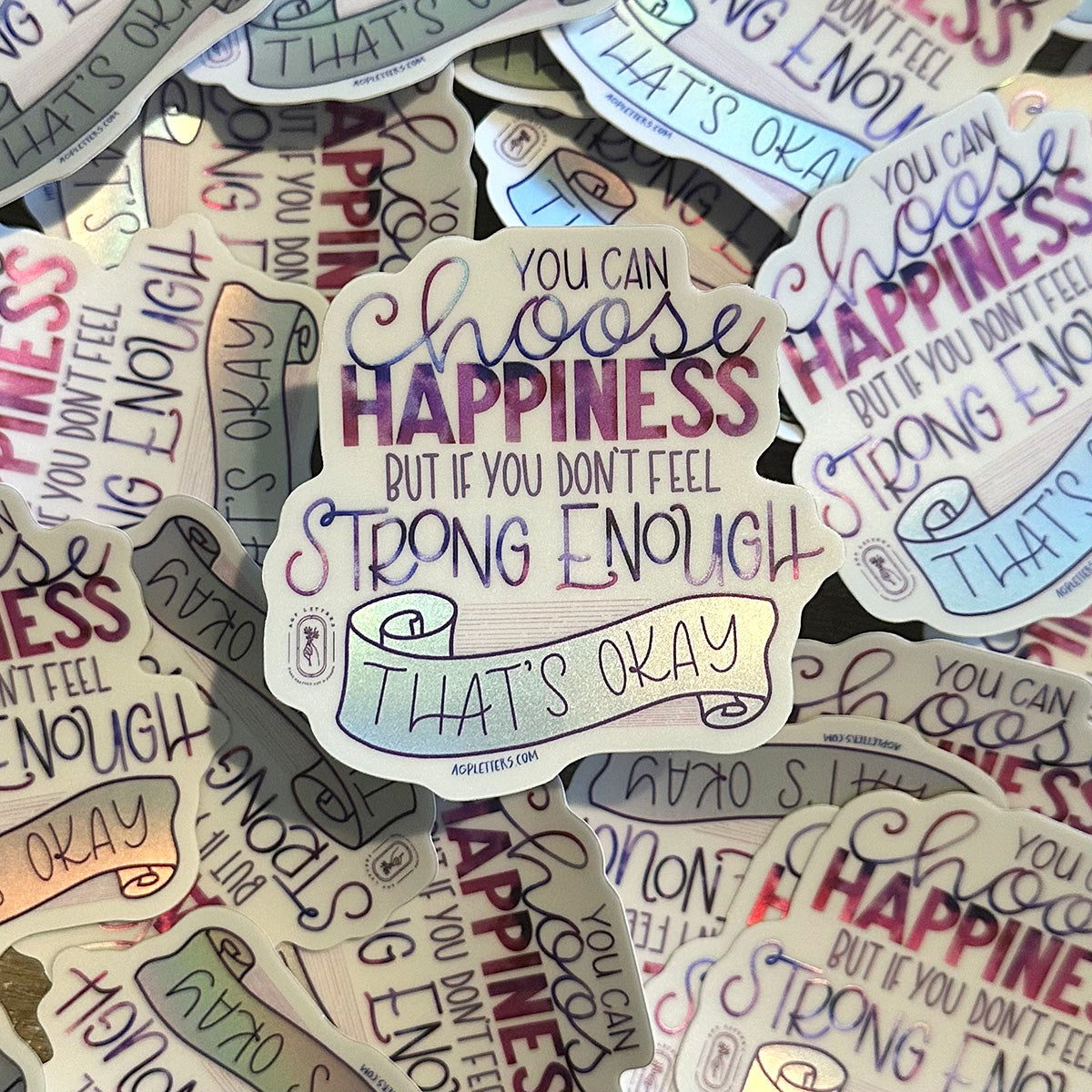 3x3 inch "Choose Happiness" Rainbow Holographic Vinyl Die-cut Sticker