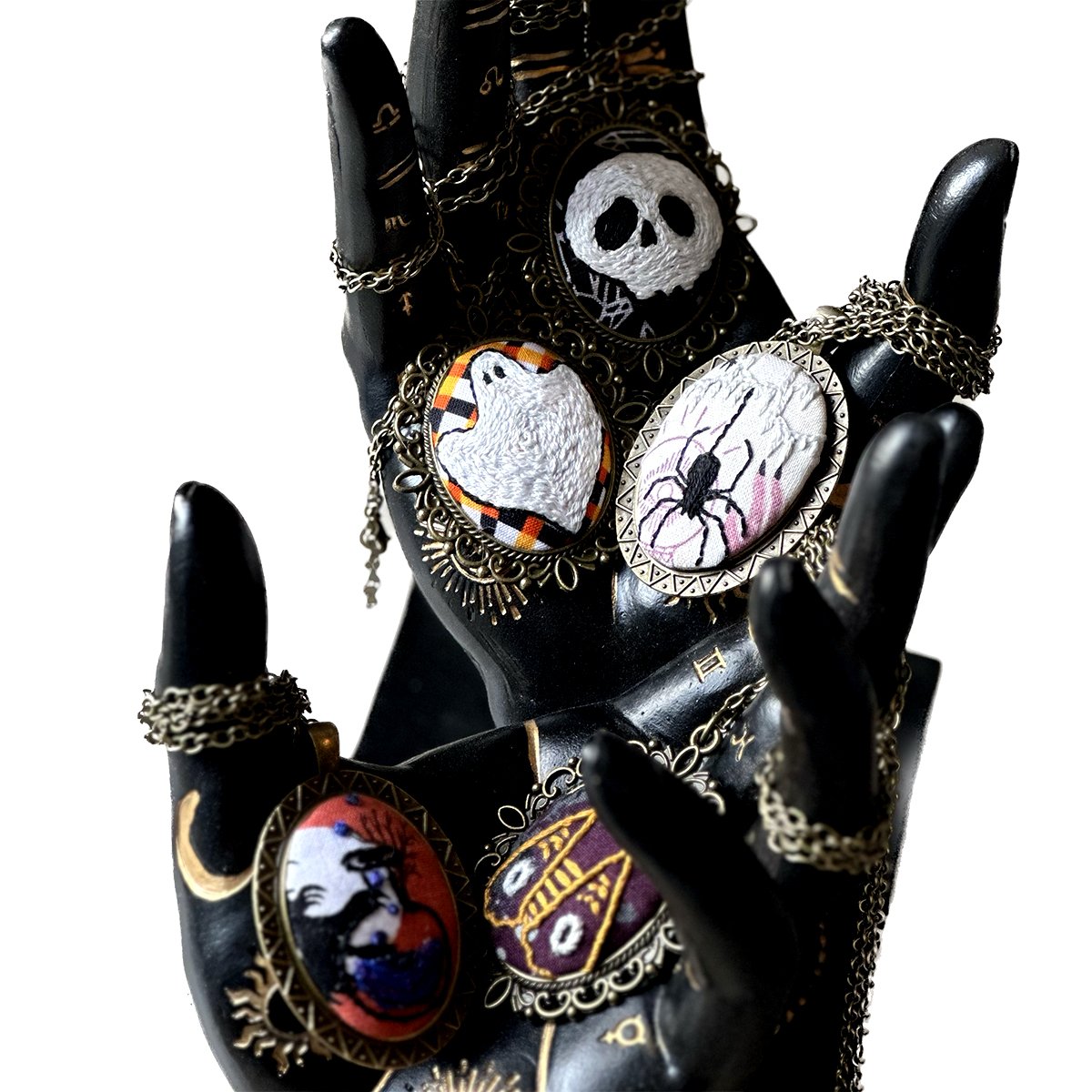 Custom Hand-Embroidered Pendants | Spooky Collection