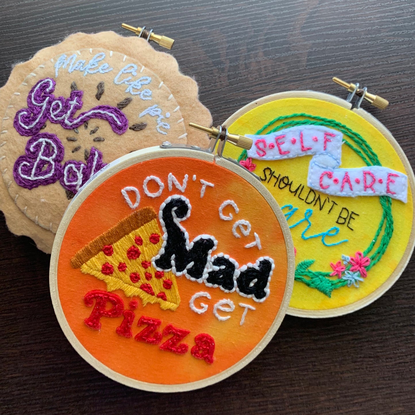 *Made to Order* "Get Pizza" Mini Embroidery Hoop