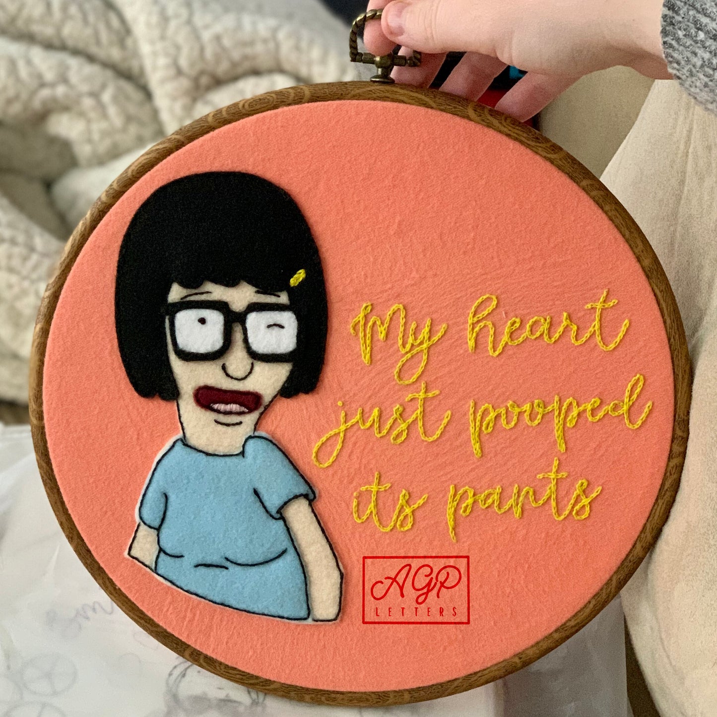 *Made to Order* "My Heart Just Pooped Its Pants" Embroidery Art & Sticker Set | AGP Letters