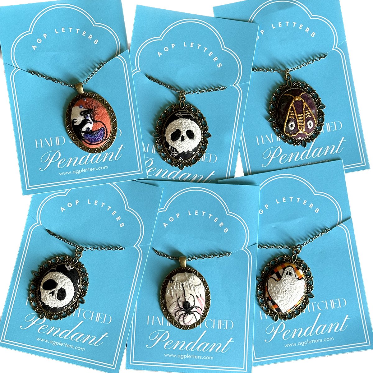 Custom Hand-Embroidered Pendants | Spooky Collection