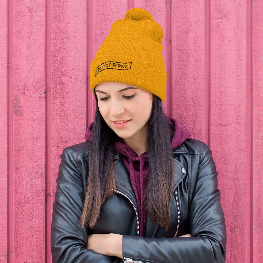 I'm Not Perky Pom-Pom Beanie | AGP Letters