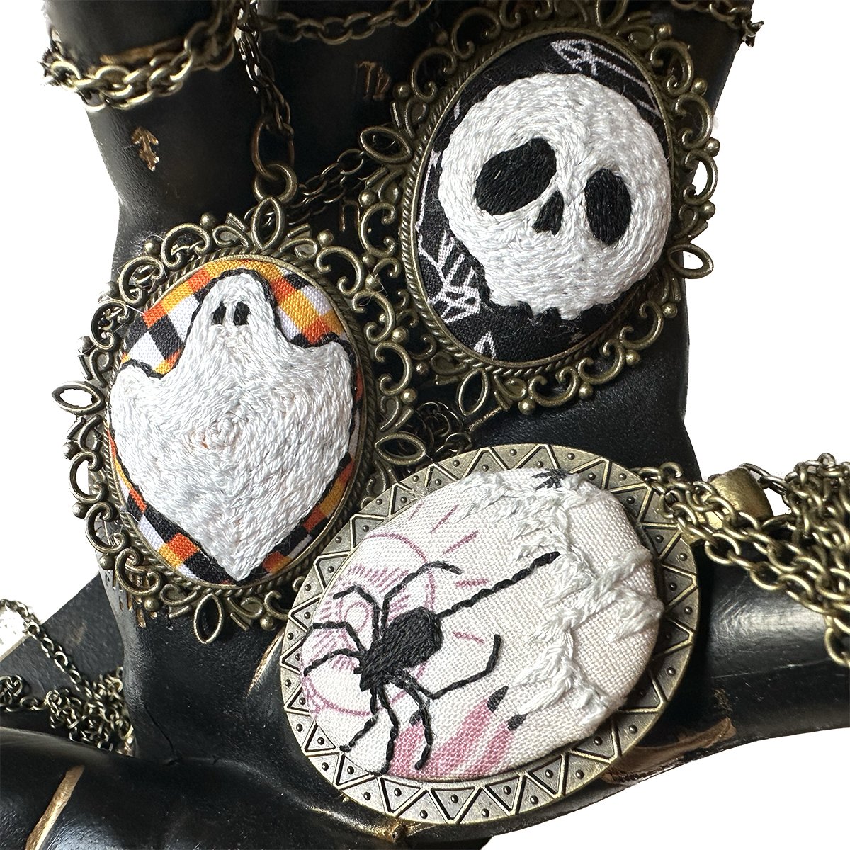 Custom Hand-Embroidered Pendants | Spooky Collection