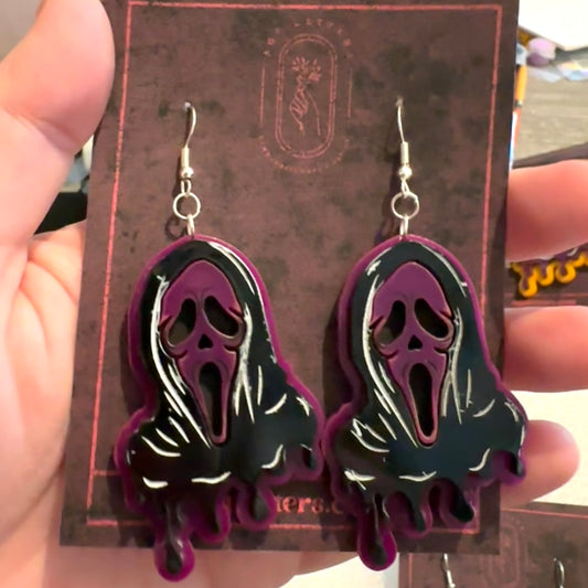 Laser Cut Acrylic Ghostface Earrings