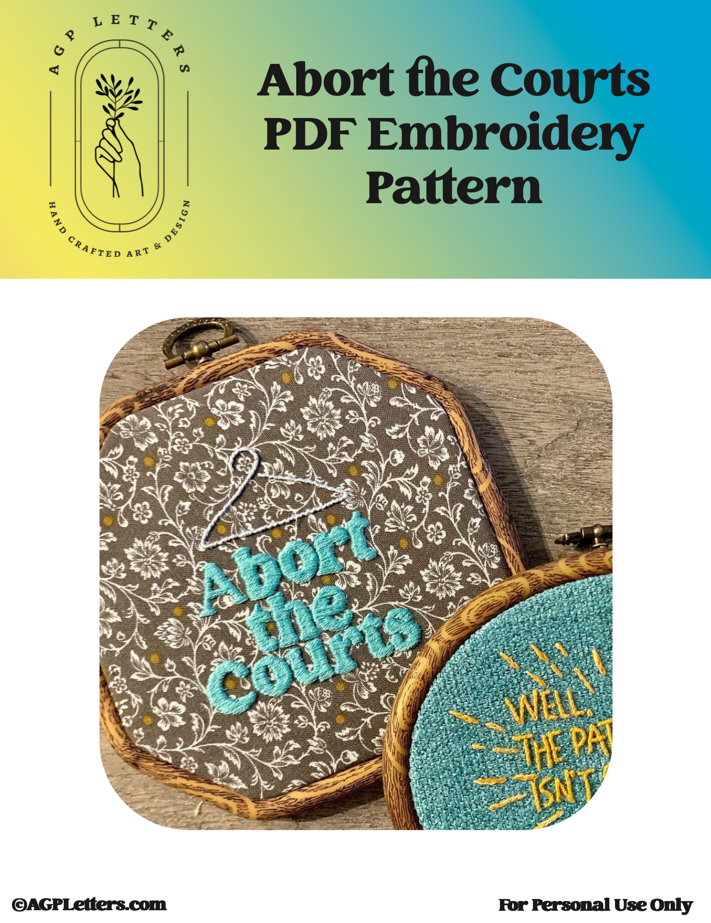 Abort the Courts | Art for a Cause - PDF Embroidery Pattern Download