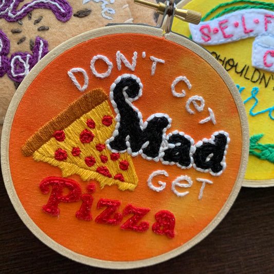 *Made to Order* "Get Pizza" Mini Embroidery Hoop